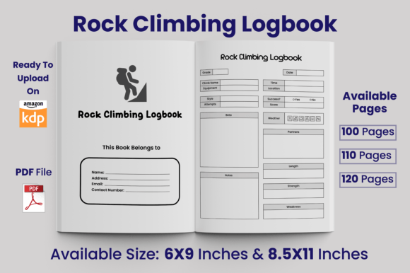 Download Rock Climbing Logbook KDP Interior - Kdp interior Collection