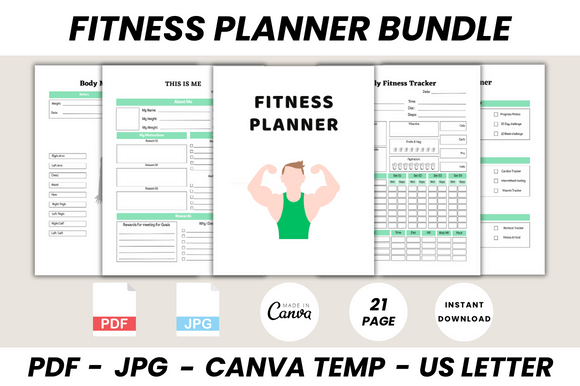 Download Fitness Planner Bundle Canva Template - Bundle Collection
