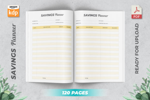 Download Savings Tracker KDP Interior Printable - Kdp interior Collection