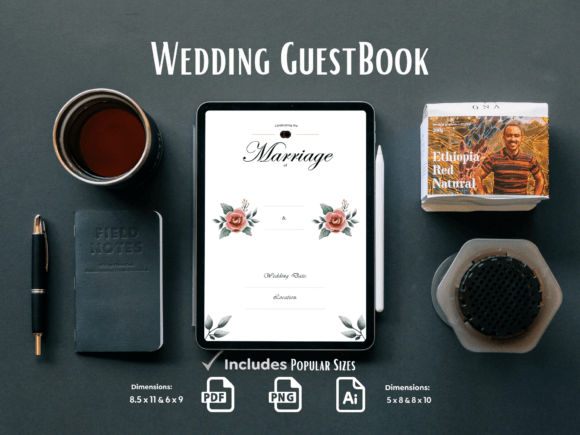 Download Rose Wedding Guest Book KDP Interior - Kdp interior Collection