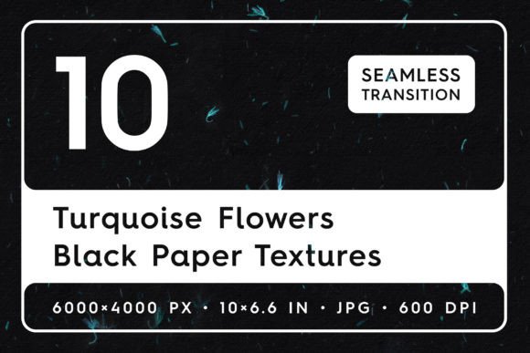 Download Turquoise Flowers Black Paper Texture - Black paper Collection