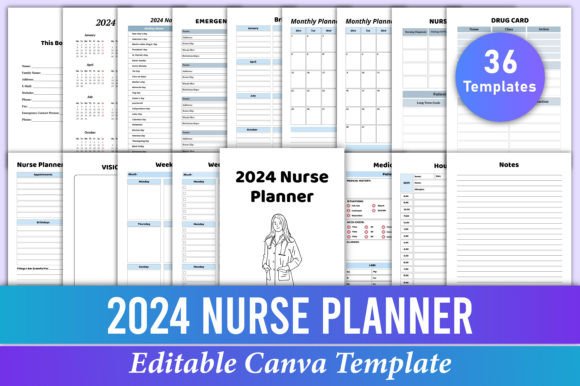Download 2024 Nurse Planner Canva KDP Interior - Kdp interior Collection