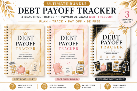 Download Debt Payoff Tracker Bundle – 3 Color - Bundle Collection