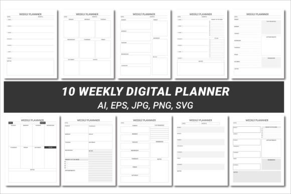 Download 10 Weekly Planner Editable KDP Interiors - Kdp interior Collection