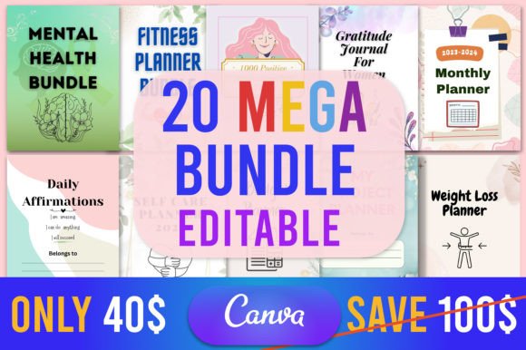 Download 20 Editable Canva Planner Mega Bundle - Bundle Collection