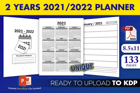 Download 2 Years 2021 / 2022 Planner KDP Interior - Kdp interior Collection