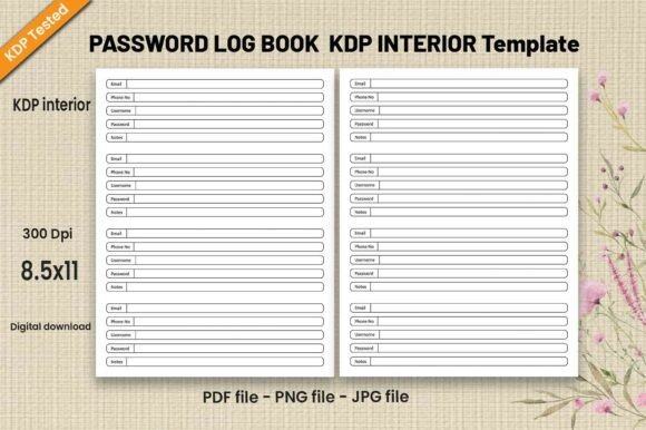 Download Password Log Book-KDP Interiors Template - Kdp interior Collection