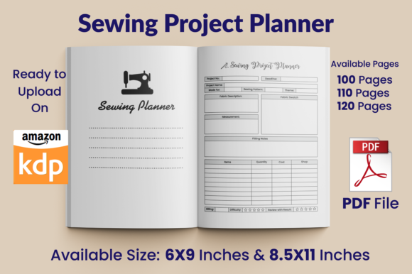 Download Sewing Project Planner KDP Interior - Kdp interior Collection