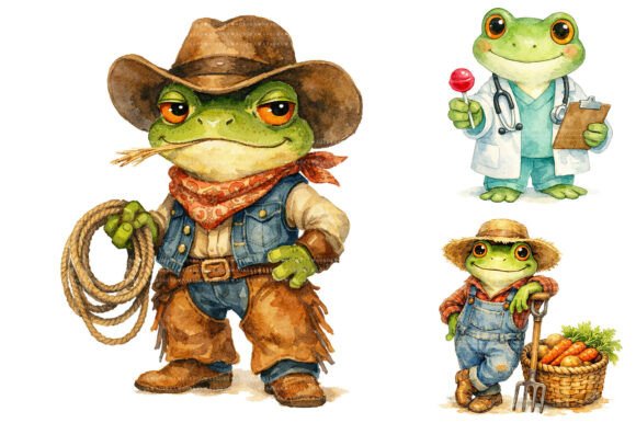 Download Cute Watercolor Frog Clipart Bundle Pack - Bundle Collection