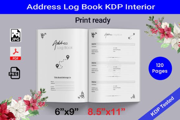 Download Address Log Book KDP Interior Printable - Kdp interior Collection