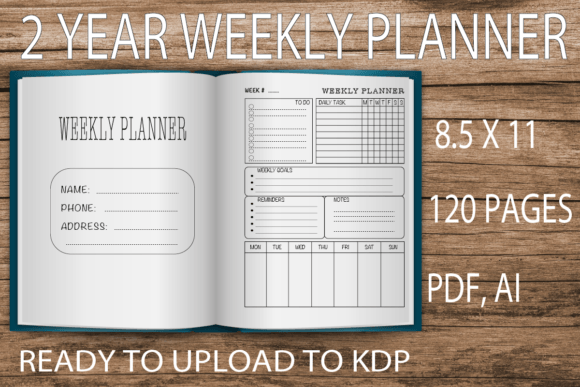 Download Weekly Planner for 2 Years  KDP Interior - Kdp interior Collection
