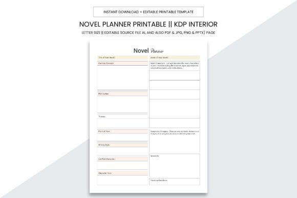Download Novel Planner Kdp Interior Printable - Kdp interior Collection