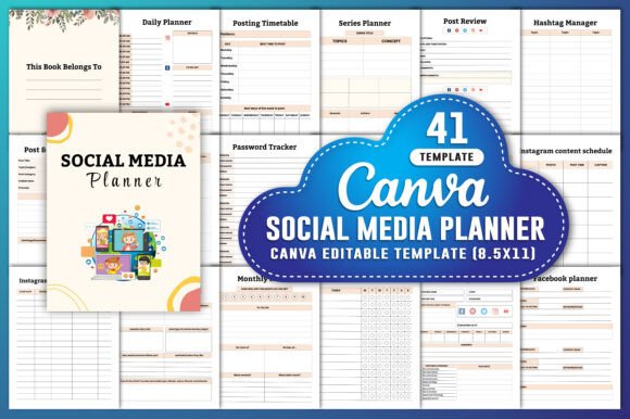 Download Social Media Planner Canva Kdp Interiors - Kdp interior Collection