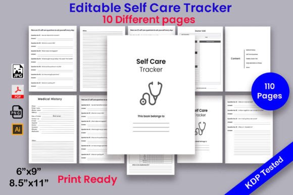Download Self Care Tracker KDP Interior Printable - Kdp interior Collection
